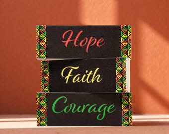 Black History Month Decor: Hope, Faith, Courage Wooden Block Set