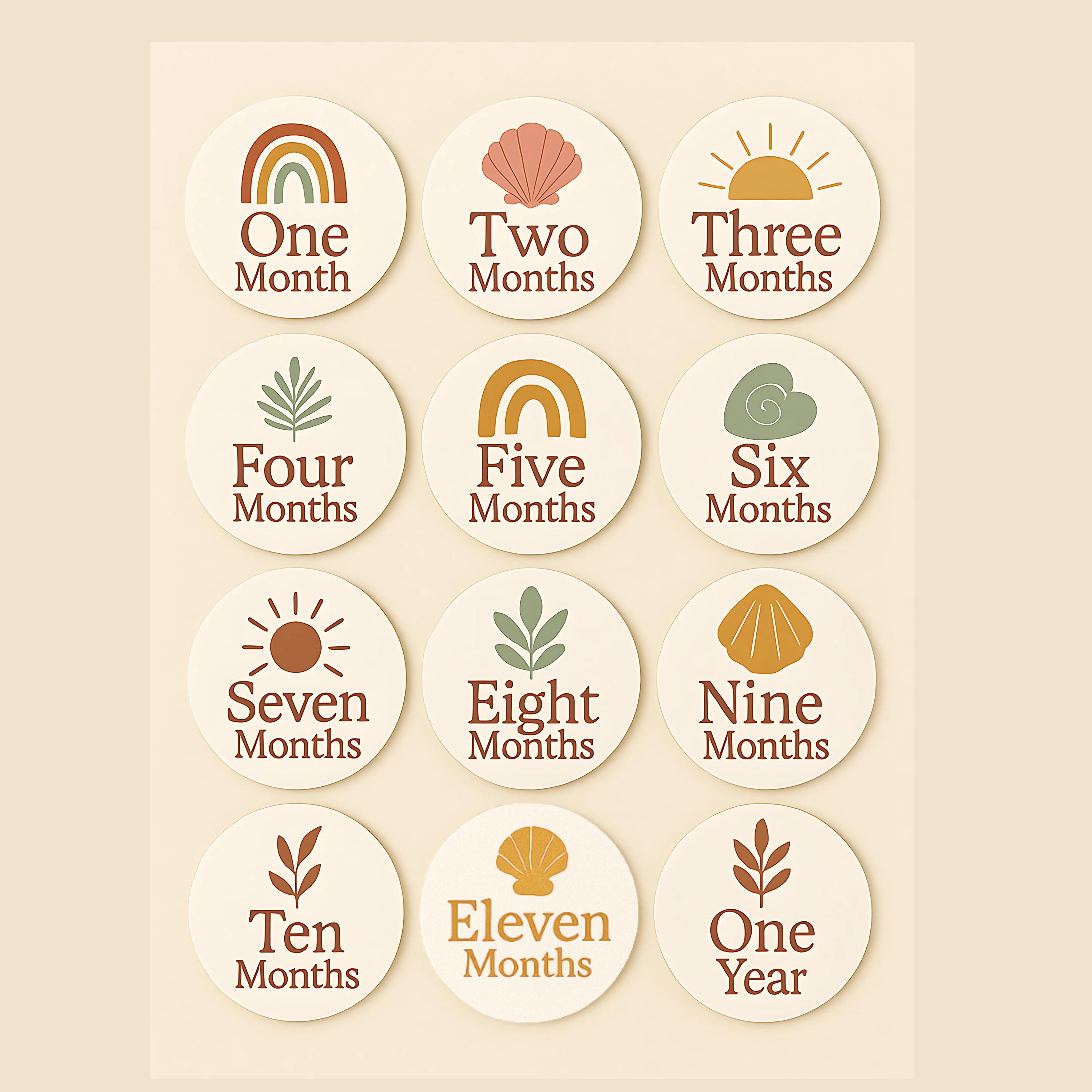 Boho Baby Monthly Milestone Discs: Coastal Photo Prop Set - Etsy