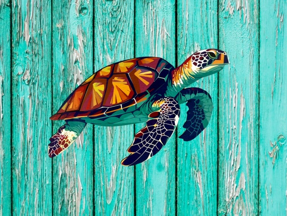 Décoration murale tortue en métal, art mural tortue de mer