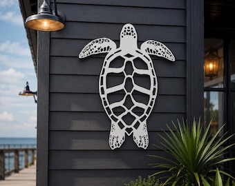 Sea Turtle Wall Decor | Outdoor PVC Coastal Sign | Beach House Nautical Art | Weatherproof Exterior Decor | 2–4 ft