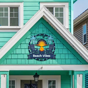 Outdoor Beach House Sign – Coastal Decor, Beach Vibes, Weatherproof PVC Beach Wall Art, Curb Appeal, Nautical Wall Decor, Beach Decor