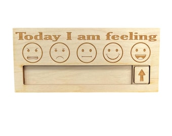 Emoji Feelings Chart: Wooden Emotion Sign for Classroom Decor
