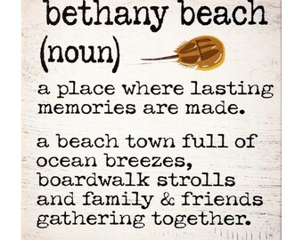 Bethany Beach Delaware Wood Sign: Coastal Home Decor