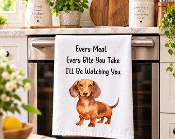 Grappige theedoek met teckel, grappige keukendoek met hond, cadeau voor teckelliefhebbers, schattige decoratie met teckel en hilarische quote, dierenliefhebber