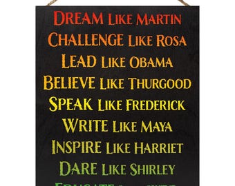 Black History Month Wooden Sign: African American Leaders Wall Art
