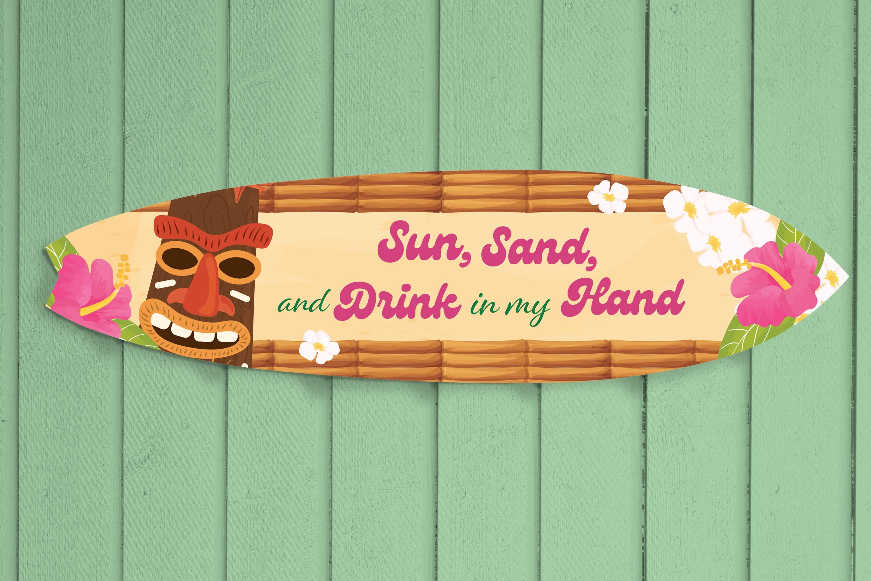 SmartBlonde Tiki Bar Sign – Rustic Retro Surfboard Shape, 17x4.5 Inch, Weather-Resistant Metal Wall Decor