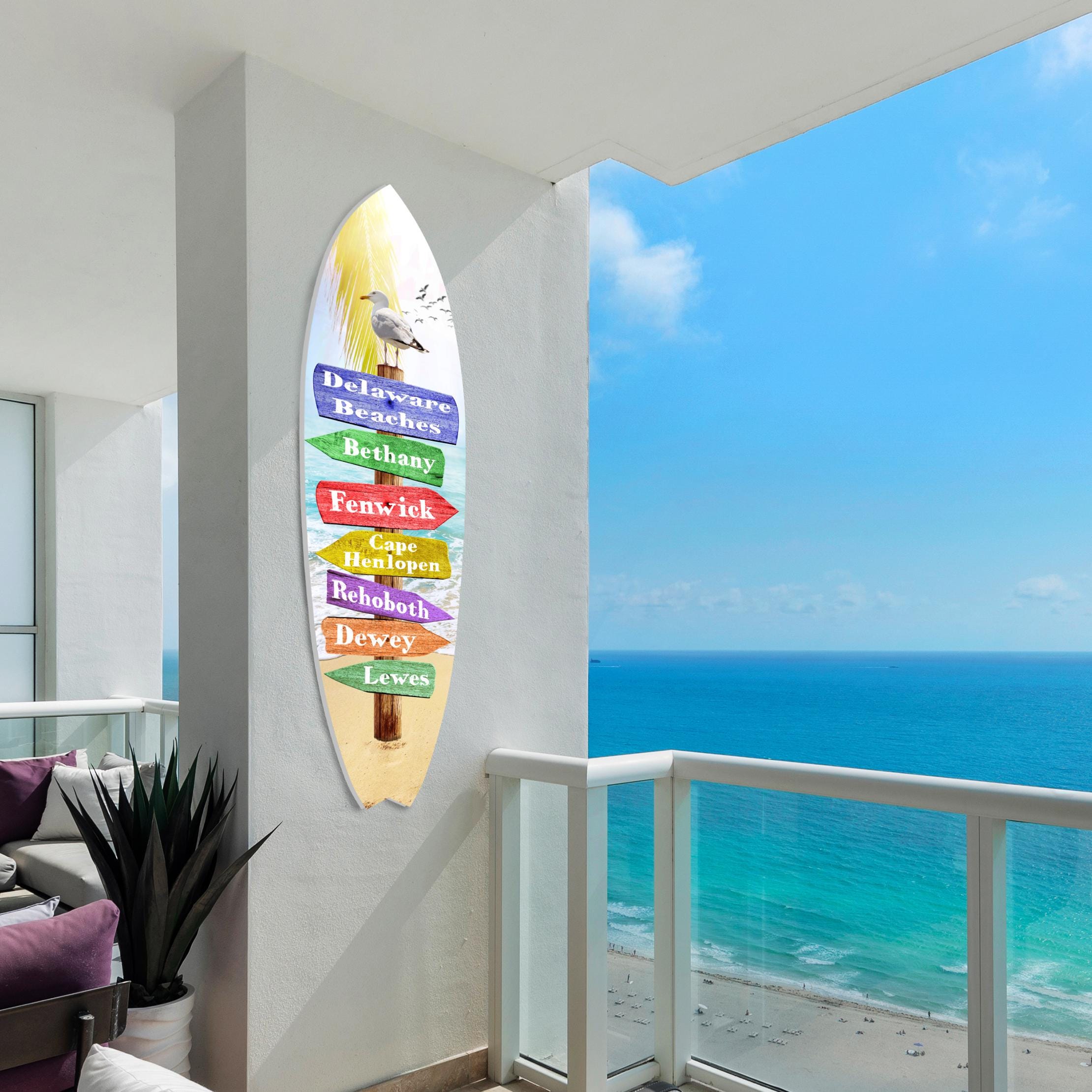 Custom Beach Name Surfboard Sign: Weatherproof Indoor Outdoor
