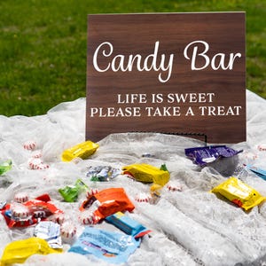 Candy Bar Sign, Candy Buffet Sign for Party or Wedding, Birthday Party Decorations, Candy Bar Decor, Wedding Reception, Brown