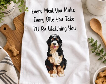 Toalla de cocina con diseño de Bernedoodle: Un regalo divertido para los amantes de los perros.