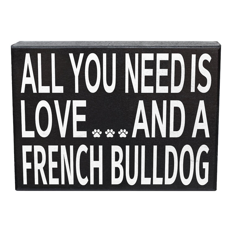 French Bulldog black and white box sign