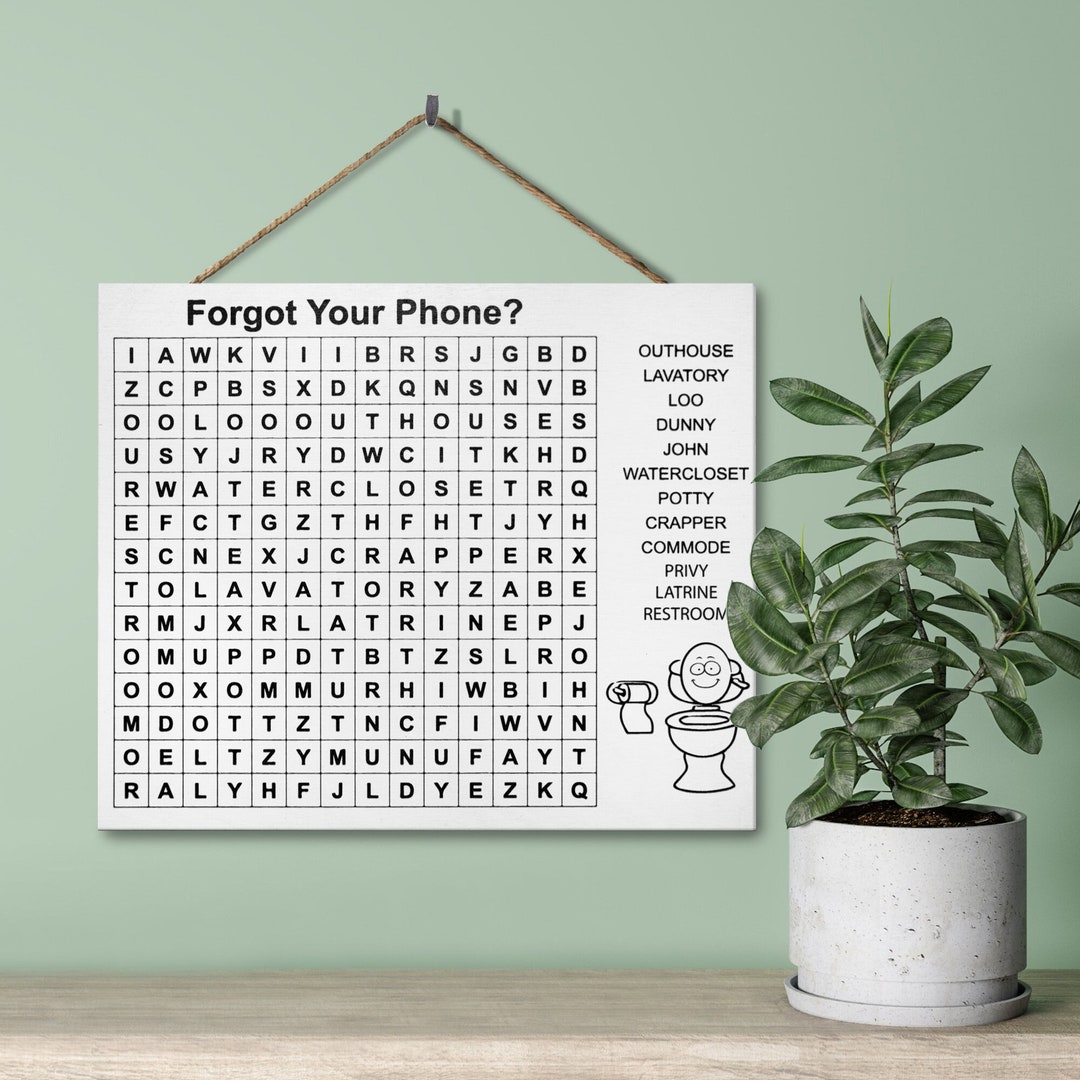 Funny Bathroom Signs, Word Search Bathroom Sign, Bathroom Humor ...