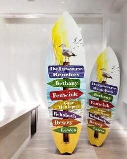 Custom Beach Name Surfboard Sign: Weatherproof Indoor Outdoor