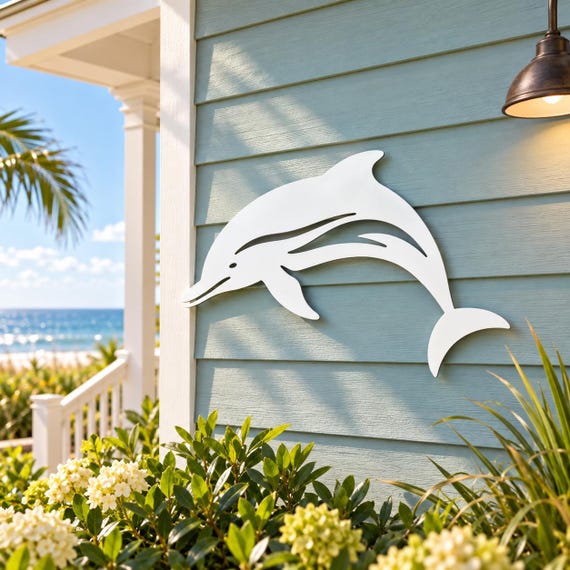 Outdoor Indoor Dolphin Wall Art, Coastal Beach House Decor, PVC - Etsy