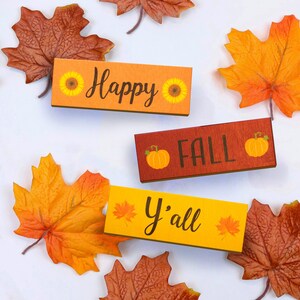 Happy Fall Y'all Wood Block Signs: Autumn Tiered Tray Decor image 9