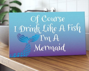Funny Mermaid Sign: Beach House Decor