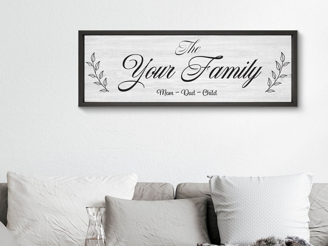 Personalized Family Wooden Sign, Framed, 36 X 12 Inches, Family Wall ...