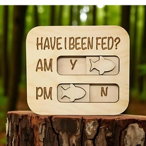 Cat Feeding Reminder Magnet, Have I Been Fed, Cat Feeding Magnet Tracker AM PM, Fed the Cat, Wooden Reminder Slider for Fridge