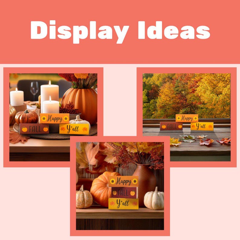Happy Fall Y'all Wood Block Signs: Autumn Tiered Tray Decor image 6