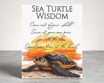 Sea Turtle Wisdom Wooden Sign: Beach House Decor