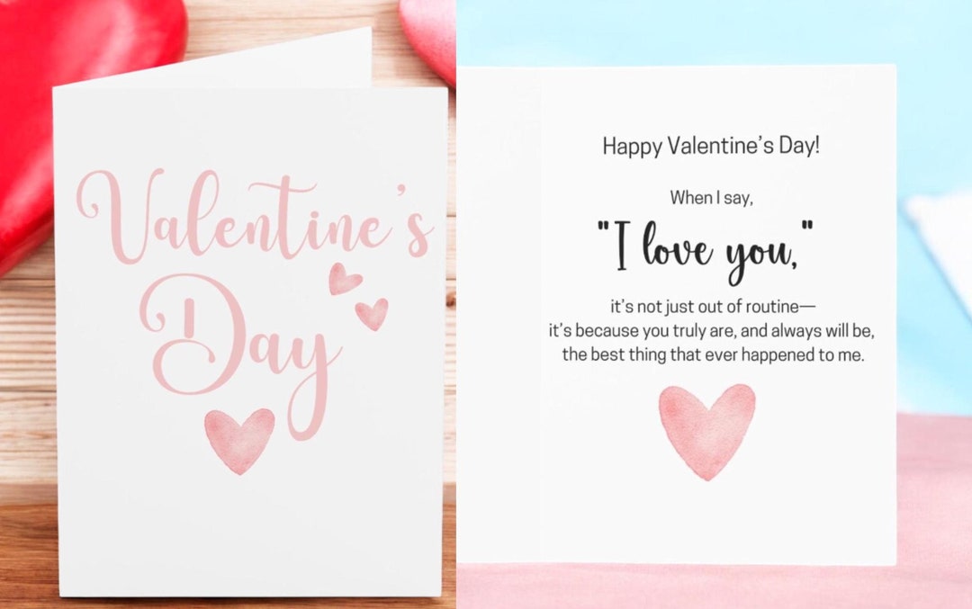 Romantic Valentines Day Card, Love Note and Poem With Heartfelt Message ...
