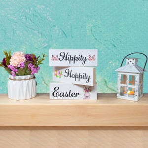 Easter Decor, Easter Tiered Tray Decor, Hippity Hoppity Easter Decorations, Easter Bunny, Spring Decor, 3pc Small Wood Signs