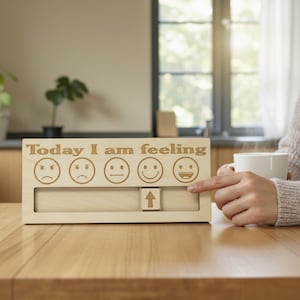 Emoji Feelings Chart: Wooden Emotion Sign for Classroom Decor