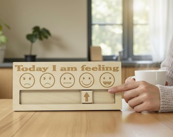Emoji Feelings Chart: Wooden Emotion Sign for Classroom Decor