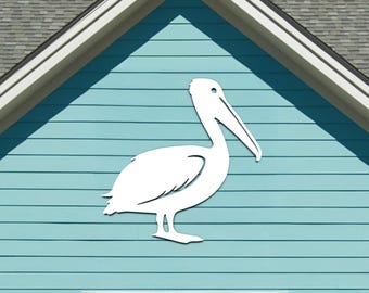 Outdoor Indoor Pelican Wall Art: Coastal Beach House Decor, Weatherproof PVC