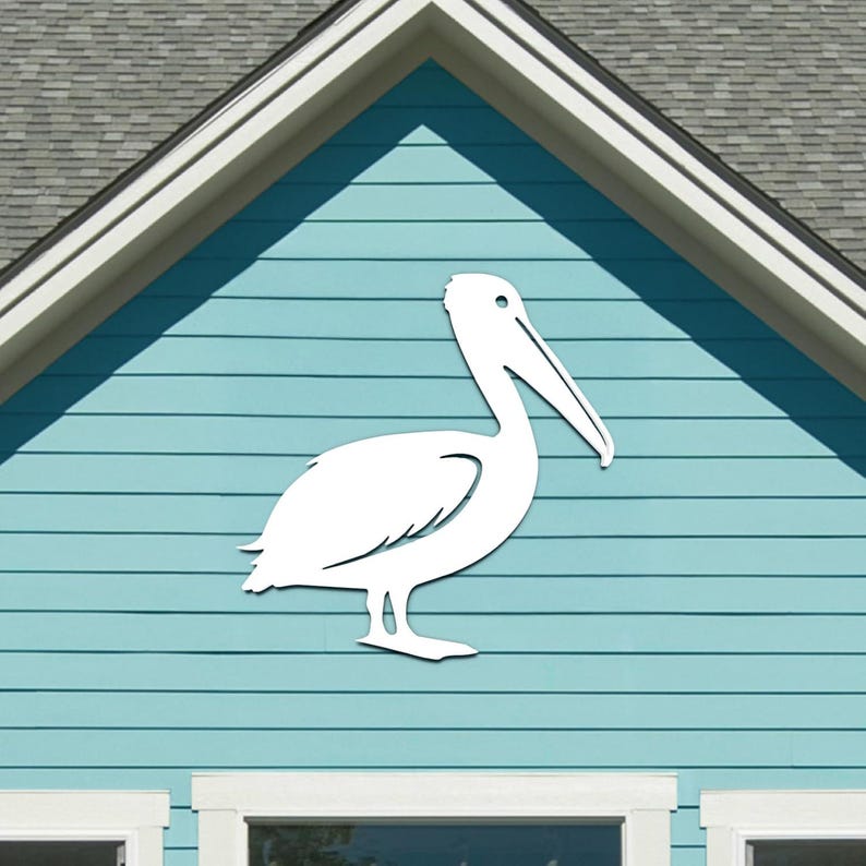 Outdoor Indoor Pelican Wall Art: Coastal Beach House Decor, Weatherproof PVC 3 Foot