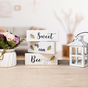 Honey Bee Decor, Sweet as Can Bee, Bee Decorations, Spring Tiered Tray Decor, Bee Signs, Spring Decor, 3pc Small Wooden Sign Set