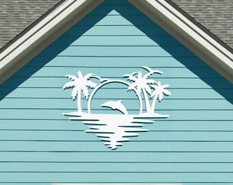 Dolphin Beach Scene Sign: Coastal Wall Art, Tropical Decor (2 or 3 ft)