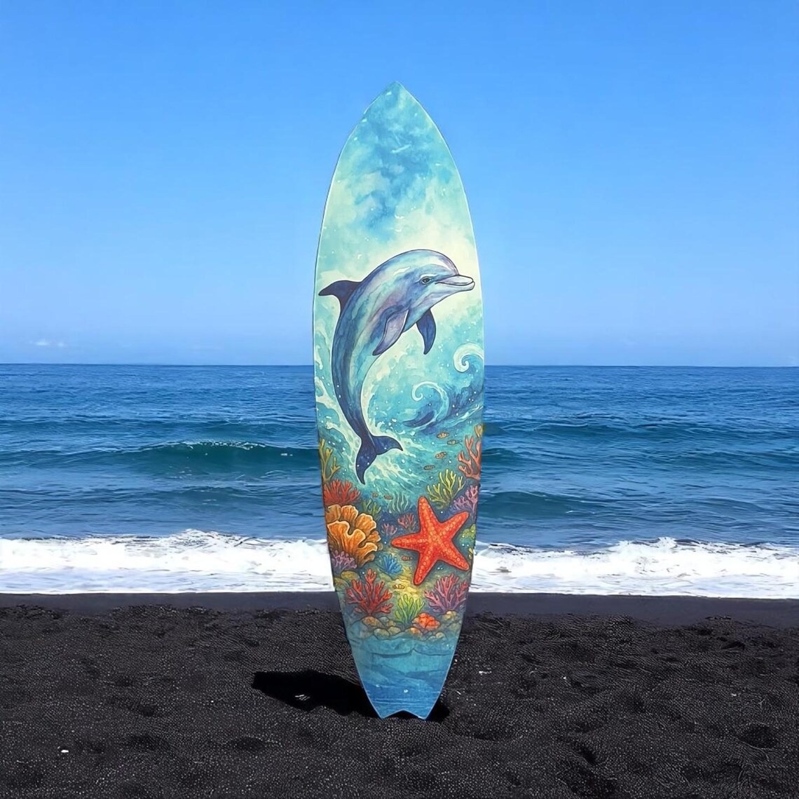 Dolphin Surfboard Wall Art: Coastal Beach House Decor - Etsy