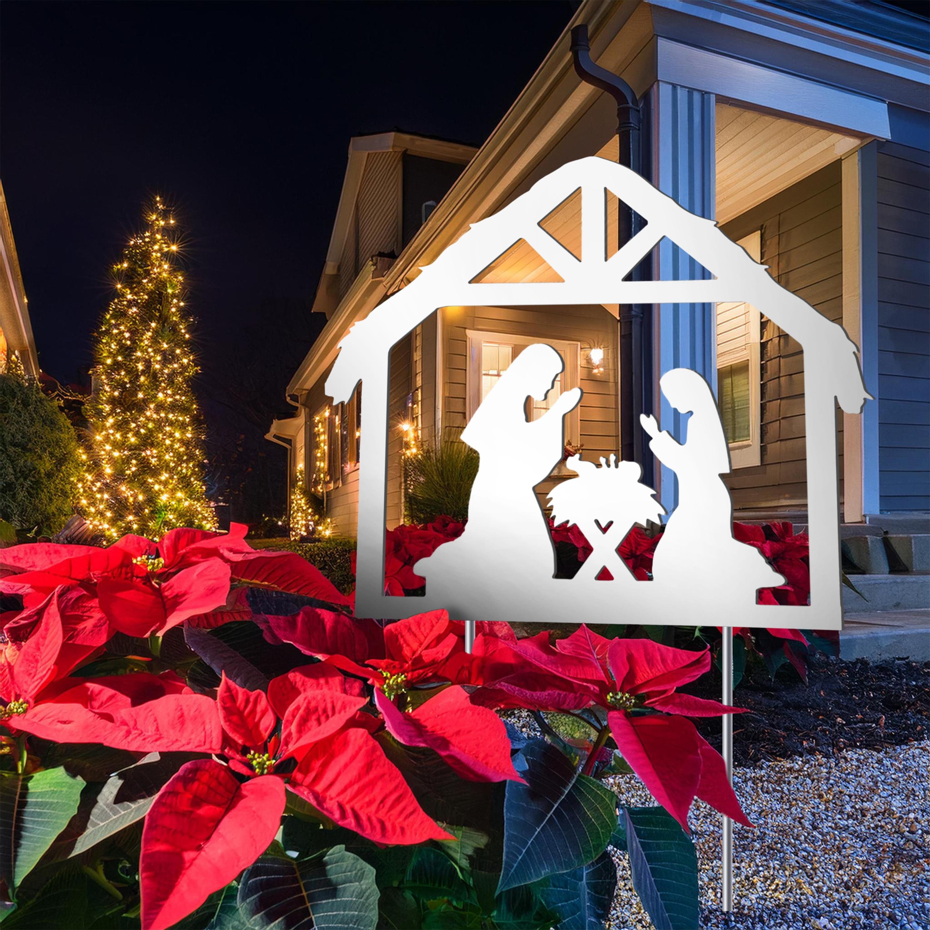 27 Christmas Yard Decorations for a Winter Wonderland Look 17 Outdoor Holy Family Nativity Yard Sign: Weather-Resistant PVC…