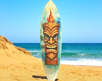 Tiki Surfboard Wall Art: Polynesian Tropical PVC Decor - Etsy