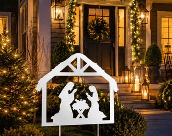 Outdoor Nativity Scene, Holy Family PVC Yard Sign, No Assembly