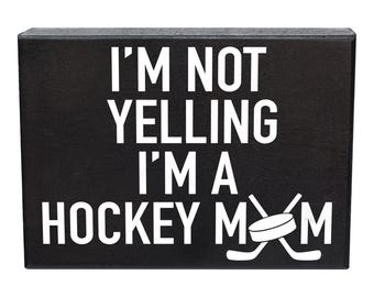 Funny Hockey Mom Wooden Sign: Rustic Farmhouse Decor (8x6x1.5 Inches)