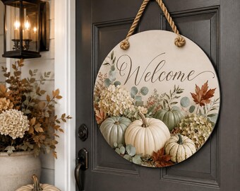 Welcome Fall Door Hanger - Premium PVC Autumn Sign for Front Porch Home Decor