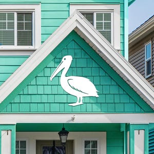 Outdoor Indoor Pelican Wall Art: Coastal Beach House Decor, Weatherproof PVC 2 Foot