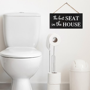 Funny Bathroom Decor, Farmhouse Bathroom Sign, Best Seat in the House Wall Hanging, Bathroom Wall Art