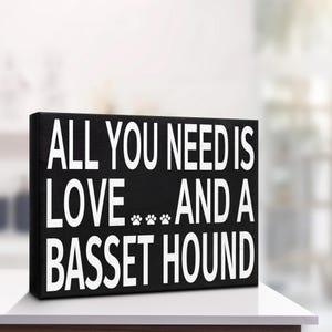 Basset Hound Gift, Basset Hound Mom, Basset Hound Decor, Love and a Basset Hound Wooden Sign
