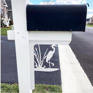 Heron Mailbox Bracket: Weather Resistant PVC Corner Porch Decor