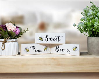 Honey Bee Tiered Tray Decor: Sweet As Can Bee Wooden Sign Set