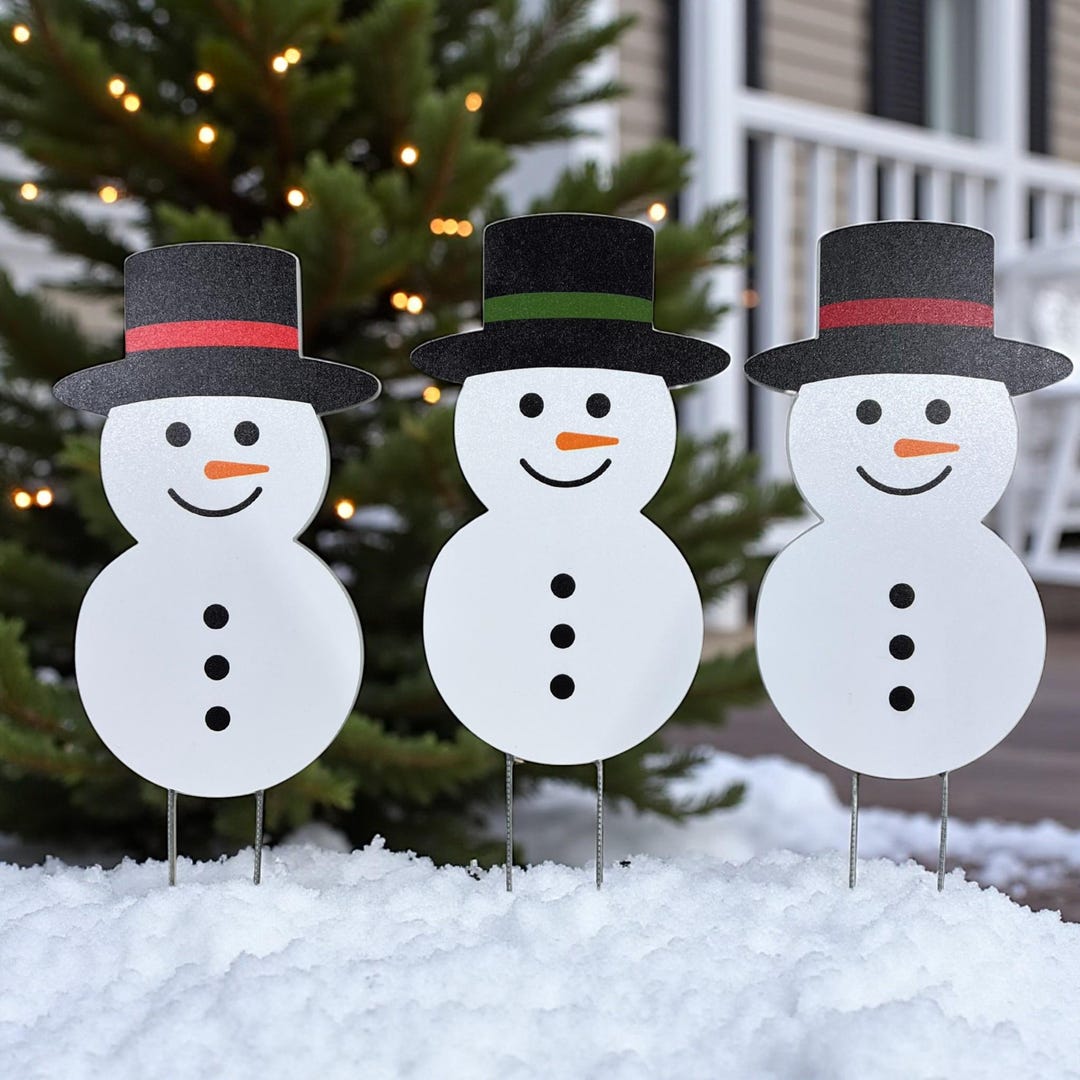 Snowman Pvc Snowman Yard Signs Set: PVC Holiday Outdoor Porch Decor - Etsy