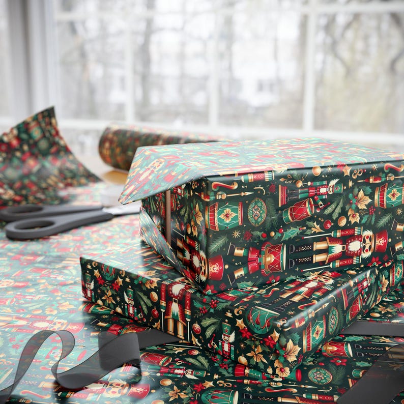 Premium Wrapping Papers, Nutcracker Gift Wrap for Holidays, Christmas Gifts, Party Decor, Eco-Friendly Gift Wrap, Festive Paper image 5