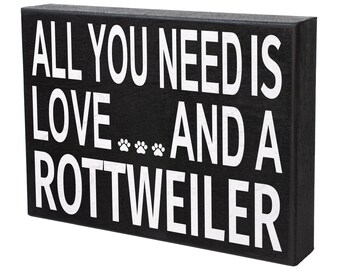 Regalo para mamás amantes del Rottweiler: Letrero de madera con la raza de perro, decoración para el hogar.