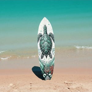 Turtle Surfboard Wall Art: Weatherproof Coastal Decor (3 Foot Size)