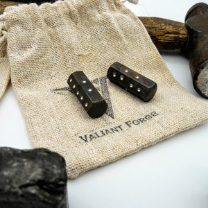 Hand forged stainless steel hexagon 6 sided dice, set of two black dice
