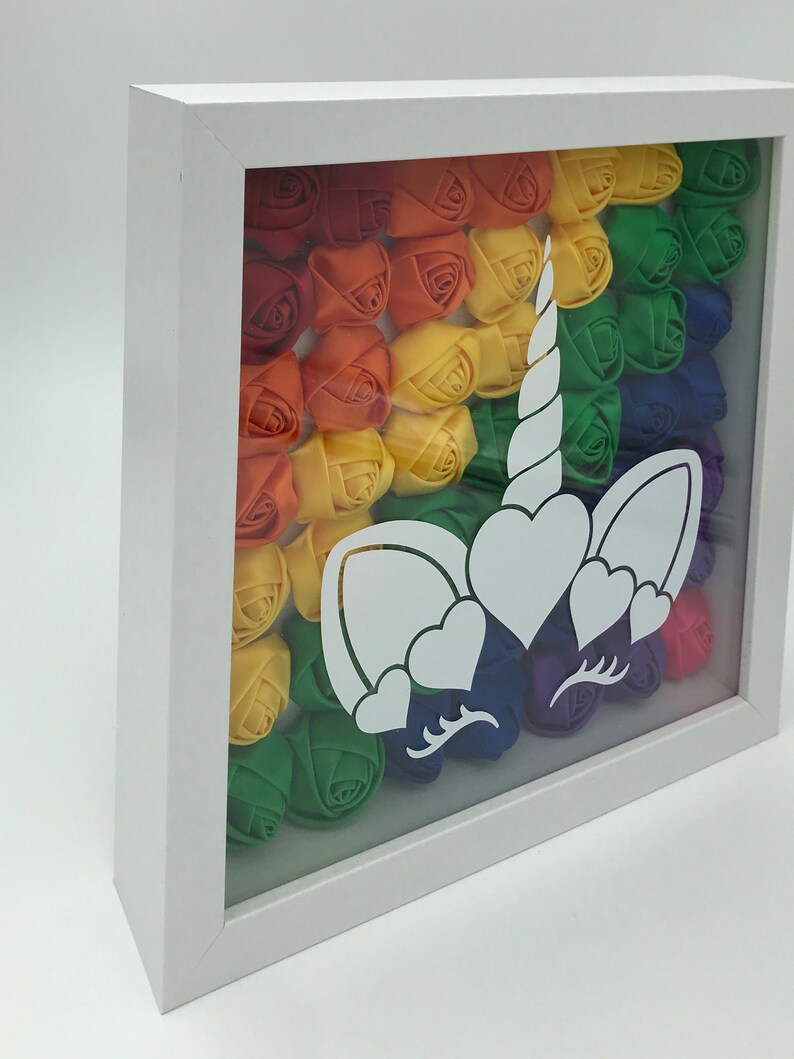Unicorn Rainbow Rose Flower Shadow Box 9x9 FREE SHIPPING Etsy