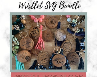 Wristlet SVG Bundle, Keychain Designs, Wristlet Digital Download, Christian Keychain SVG, Funny Keychain Design, Inspirational SVG for Laser