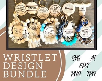 Wristlet Digital Design Bundle, Round Keychain Designs, Wristlet SVG Download, Funny Keychain Design, Round Disc Design, Laser Cut Files